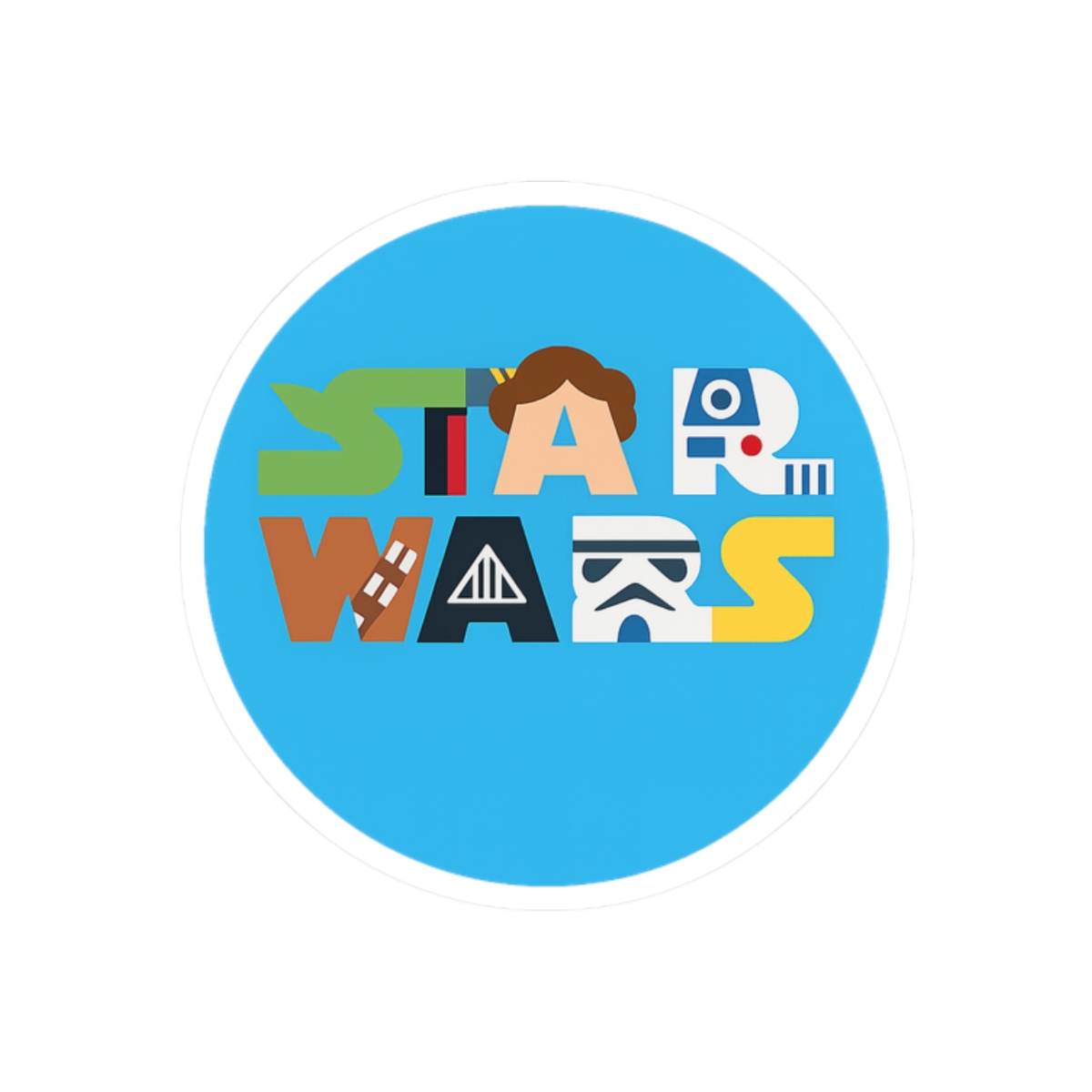 Star Wars Character Letters Logo Classic Round Sticker - alternate angle 3, merchandise