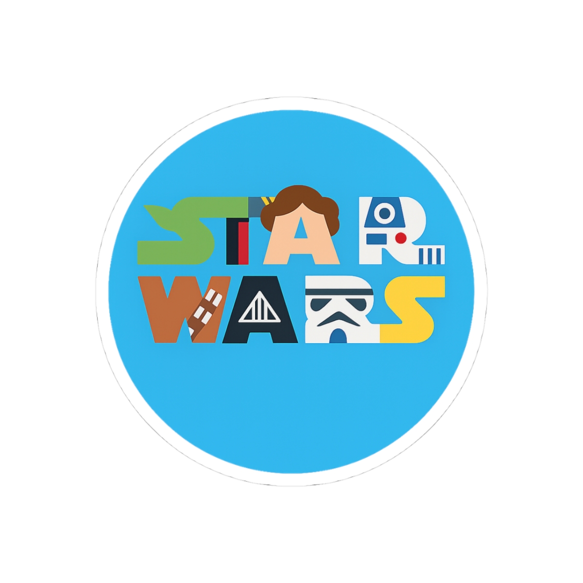 Star Wars Character Letters Logo Classic Round Sticker