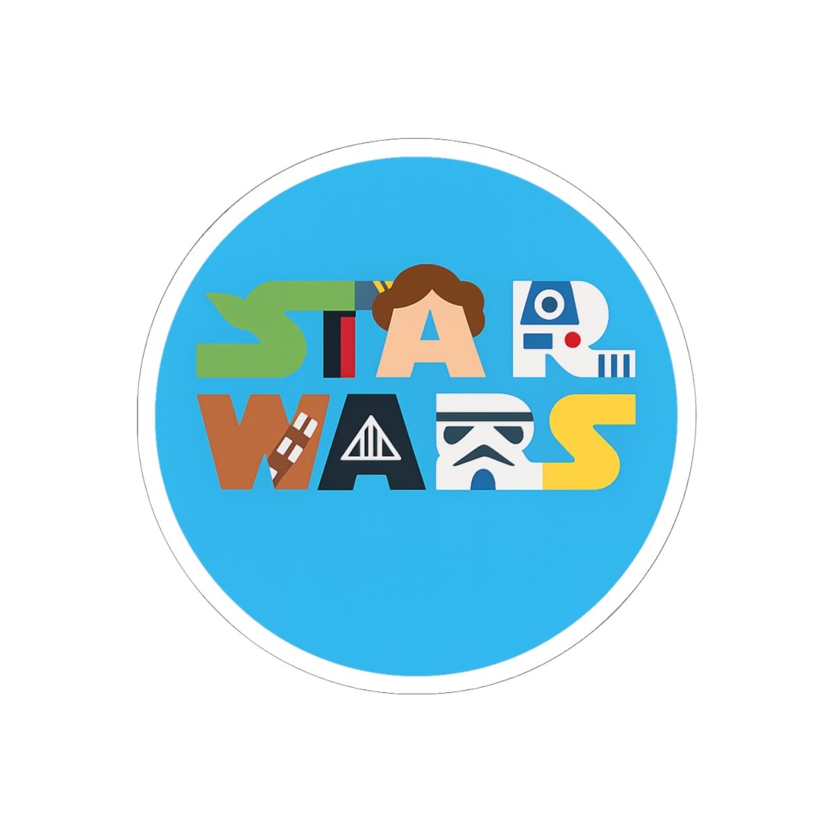 Star Wars Character Letters Logo Classic Round Sticker - alternate angle 1, merchandise