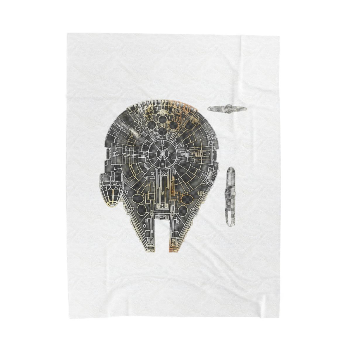 Millennium Falcon Blueprint Star Wars Blanket | Cozy Sci-Fi Home Decor - alternate angle 3, merchandise