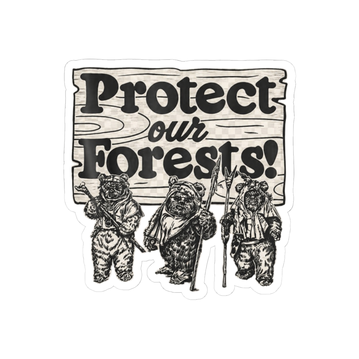 Protect Our Forests Bold Typography Sticker | Eco Warrior Vinyl Decal - alternate angle 1, merchandise