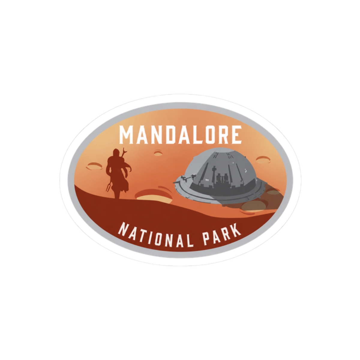 Mandalore National Park Retro Sci-Fi Sticker | Adventure Vinyl Decal - alternate angle 3, merchandise