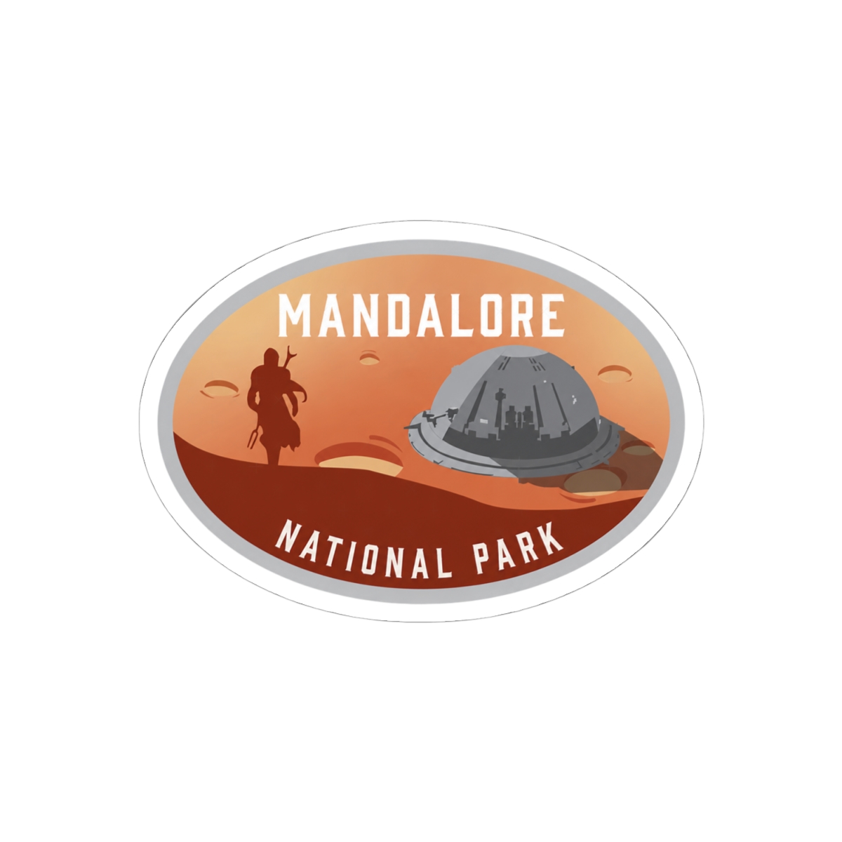 Mandalore National Park Retro Sci-Fi Sticker | Adventure Vinyl Decal - alternate angle 1, merchandise