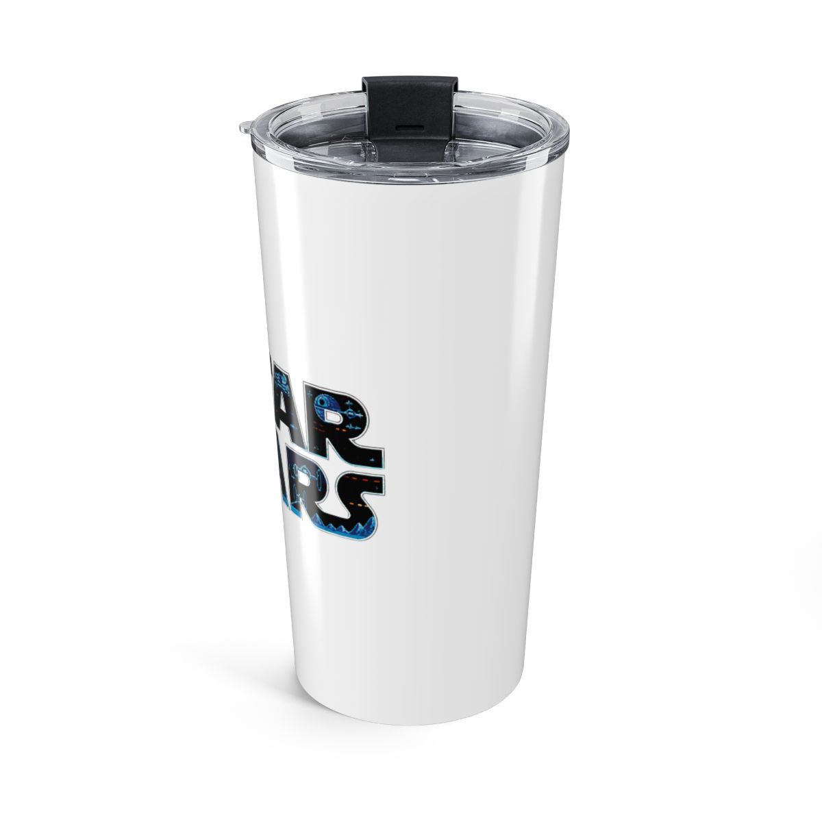 Star Wars Luke Skywalker Retro Video Game Logo Travel Mug - alternate angle 2, merchandise