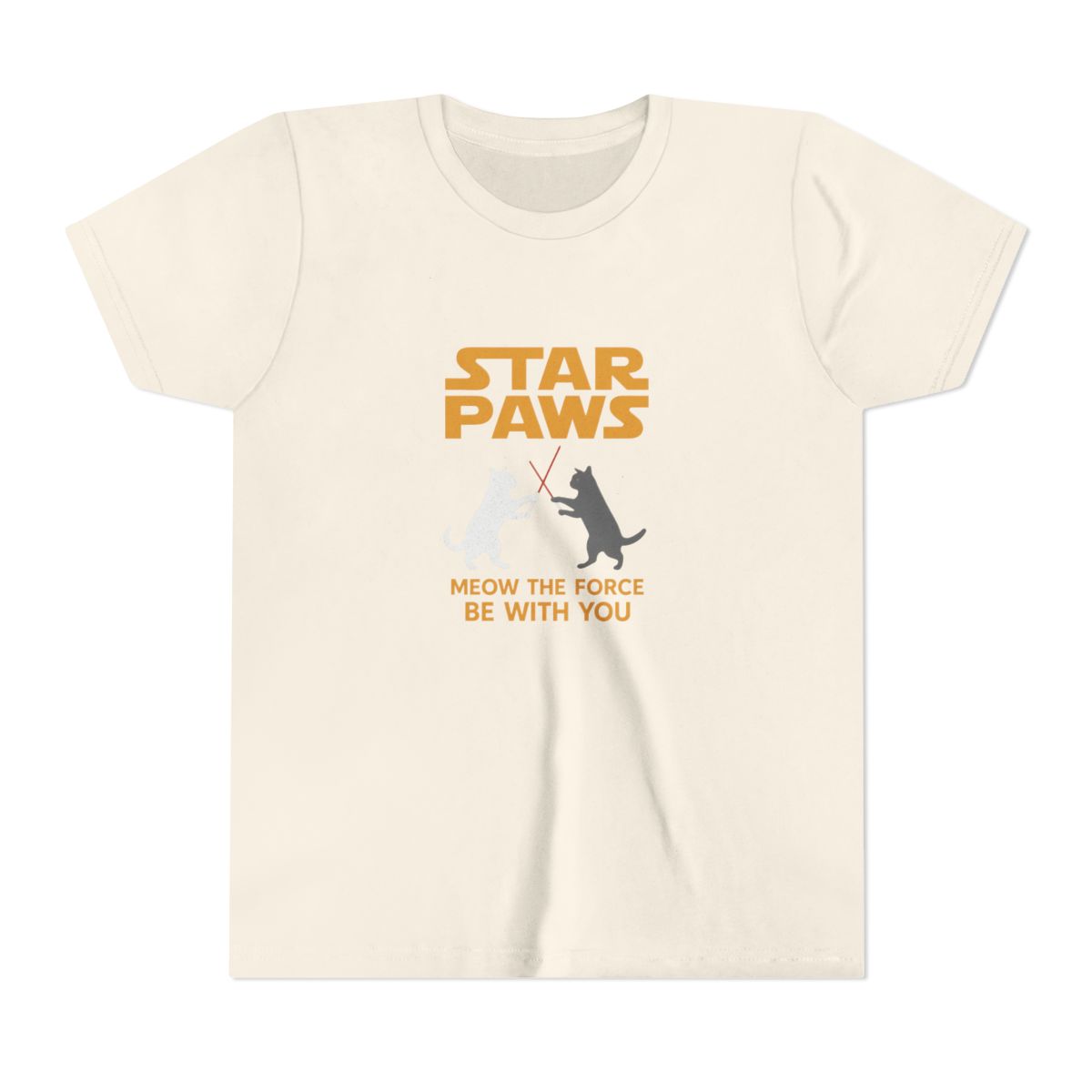 Meow the Force Be With You Star Wars Cat Kids T-Shirt - alternate angle 3, merchandise